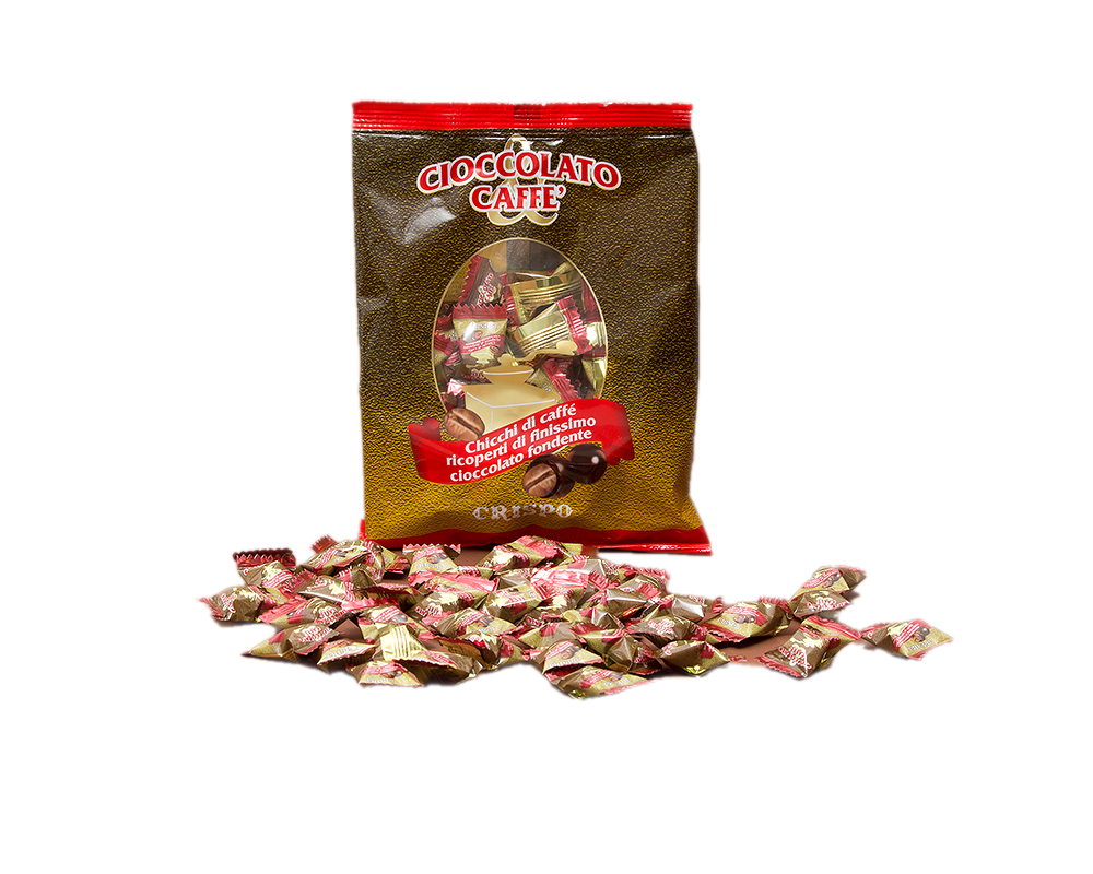 Crispo Cioccolato & Caffé schokolierte Espressobohnen mit Zartbitter Schokolade 500 gr. Beutel