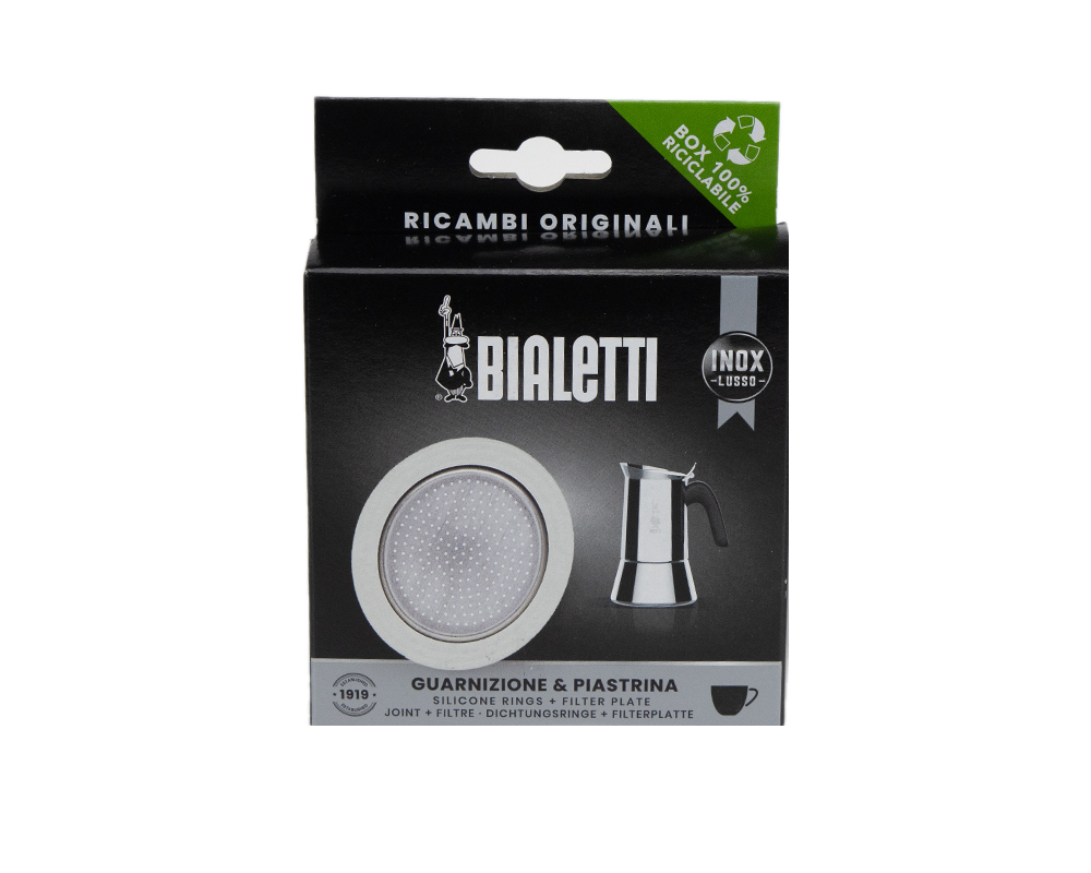 Bialetti Dichtungs Set für EDELSTAHL Espressokocher - Filterplatte und Silikondichtung
