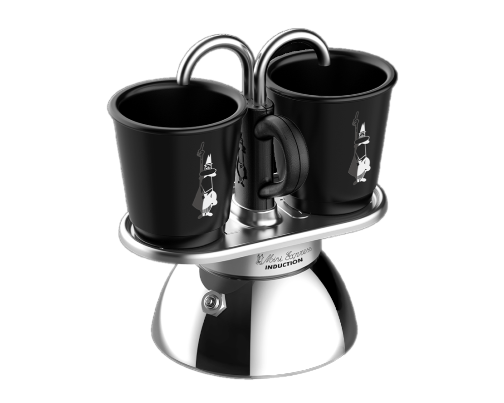 Bialetti Mini Express Induktion mit 2 Becher Direkt Auslauf Espressokocher