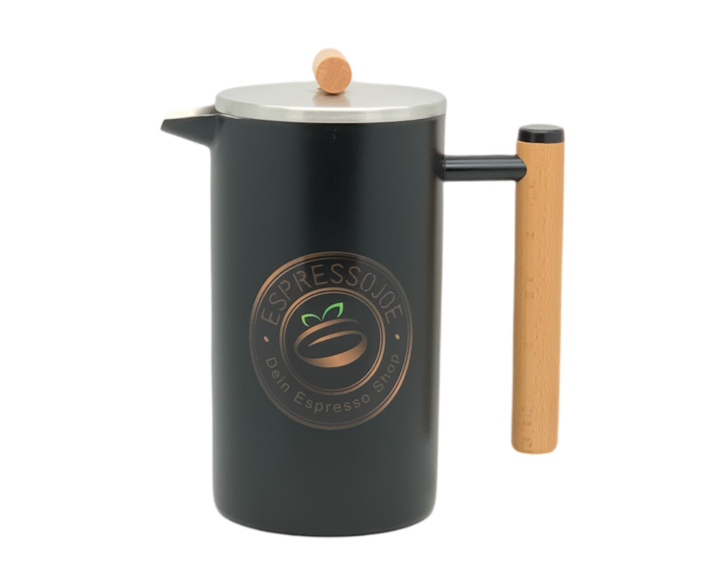 JOEs French Press elegant schwarz Edelstahl Kaffeebereiter 1Liter (Pressstempelkanne)
