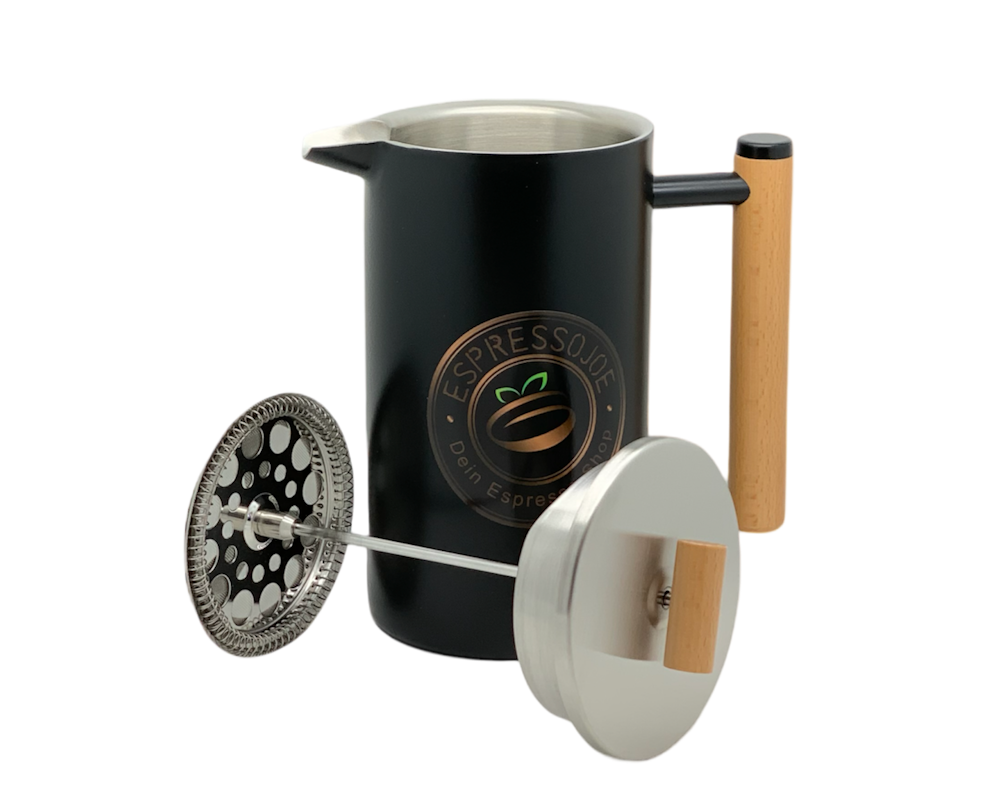 JOEs French Press elegant schwarz Edelstahl Kaffeebereiter 1Liter (Pressstempelkanne) - Bild 1