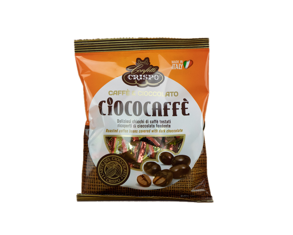 Crispo Cioccolato & Caffé Schokolierte Espressobohnen mit Zartbitter Schokolade 80 gr. Beutel