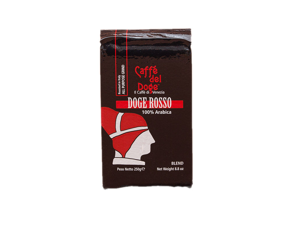 Caffe del Doge ROSSO Premium Espresso Kaffee gemahlen 100% Arabica aus Venedig 250g