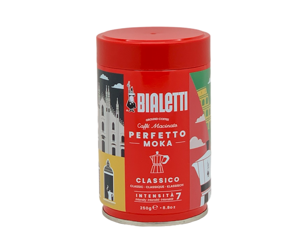 Bialetti Perfetto Moka CLASSICO Espresso Caffe 250g gemahlen Geschenkdose