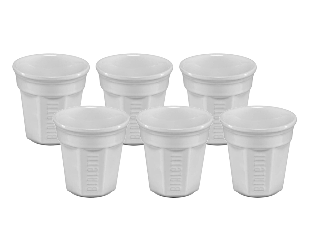 Bialetti Porzelan Bicchierini Espresso Becher im 6er Set weiß