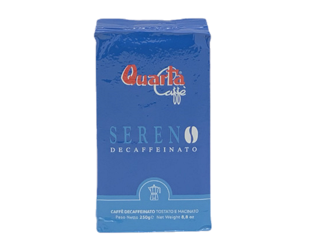 QUARTA Caffé Decaffeinato (Entkoffeiniert) Sereno Espresso Kaffee 250 gr. gemahlen