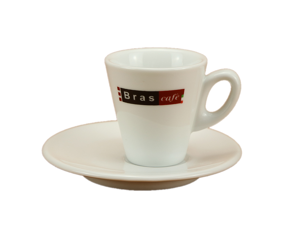 Bras Cafè Espresso Tasse modern, asymmetrisch mit Untertasse