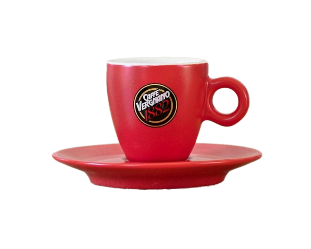 Vergnano 1882 matt ROT Espressotasse im Geschenkkarton