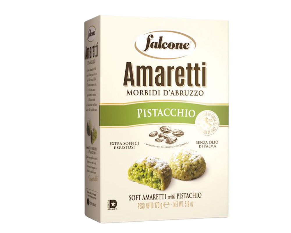 Falcone Amaretti Pistacchio (Soft Amarettini mit Pistazie) morbidi d’Abruzzo 170g