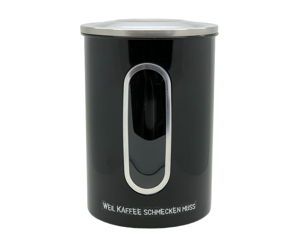 JOEs XL Edelstahl Kaffeebohnen Dose mit Sichtfenster und Aromaverschluss Deckel