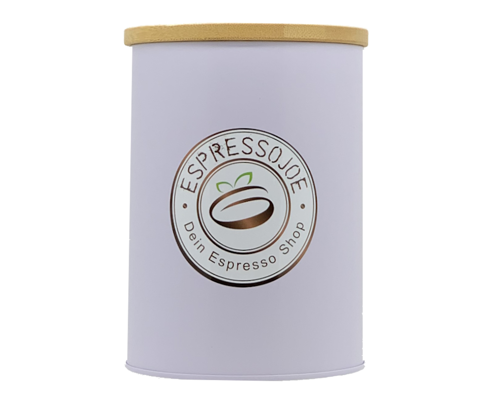 JOEs Bambusdeckel Kaffee Dose rund weiß matt