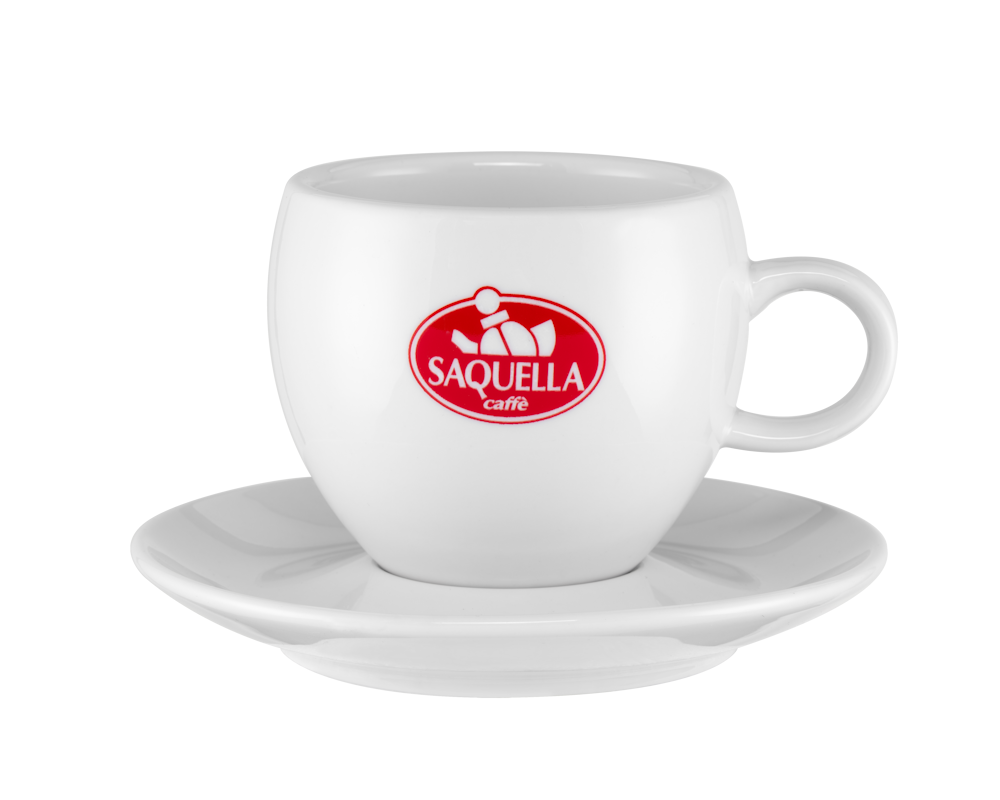 Saquella PRESTIGE Milchkaffee Tasse und Untertasse weiß