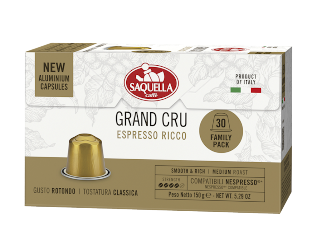 Saquella Caffè Gran Gru Espresso Kaffee 30 Kapseln Nespresso* Maschinen kompatibel