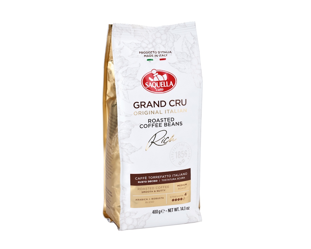 Saquella GRAND CRU Rich Premium Espresso Bohnen 400g im Sofatbag