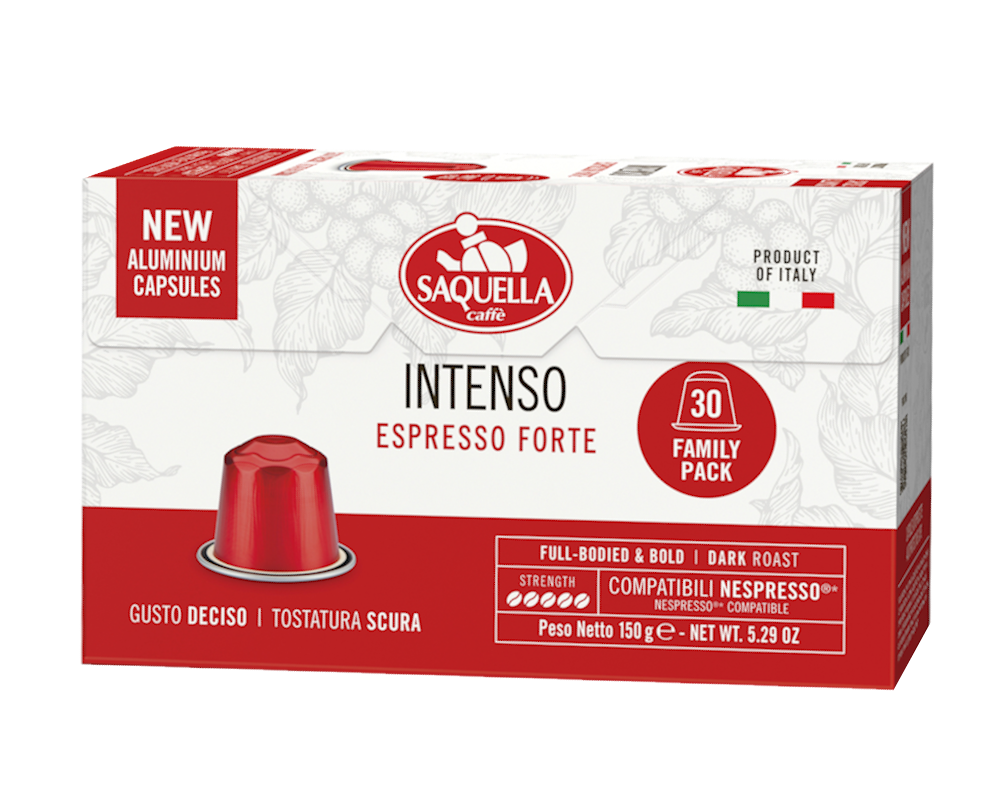 Saquella Caffé INTENSO Espresso Kaffee 30 Kapseln Nespresso® Maschinen kompatibel